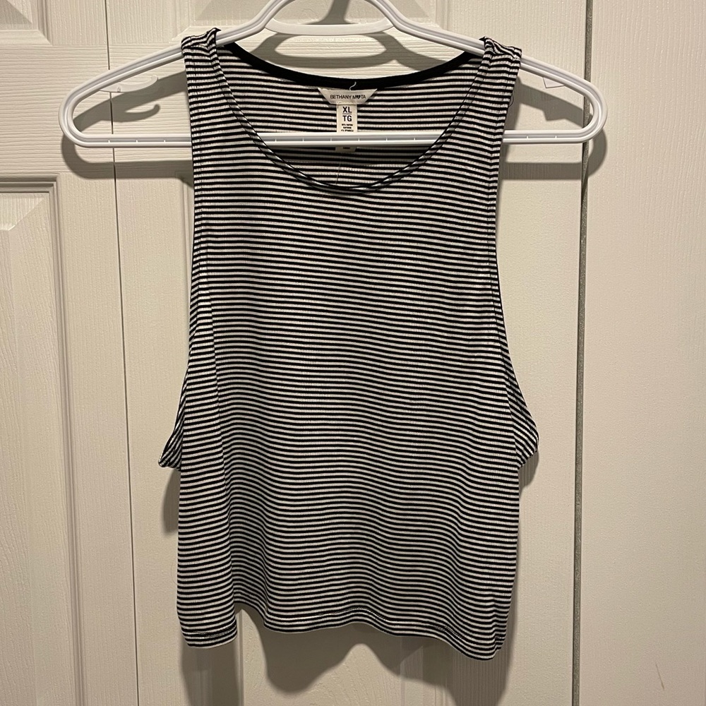Black & White Striped Crop Top